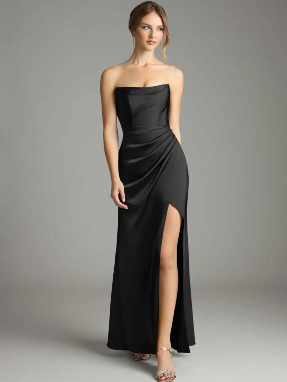 Azazie Leonis Mermaid Pleated Stretch Satin Bridesamid Dress